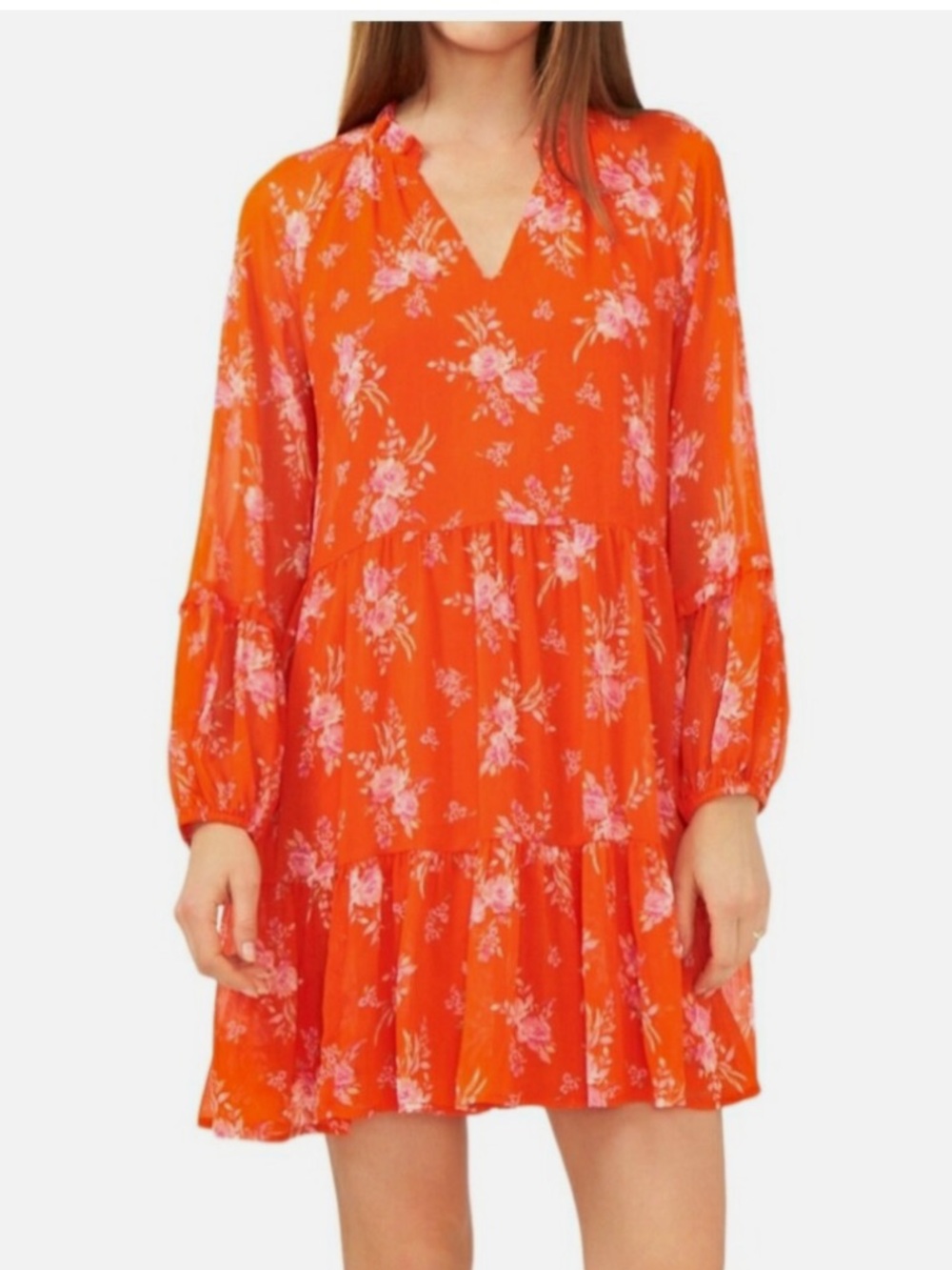 Vince Camuto dress Floral Tiered Dress - Balloon Sleeve - Small - Bohemian EUC